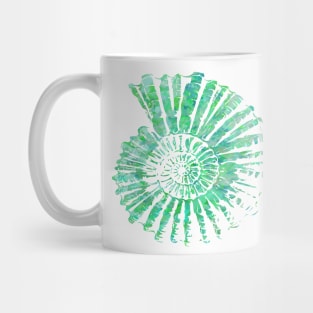 Nautilus Shell Design in Blue and Green Paint Strokes Pattern 2 Mug